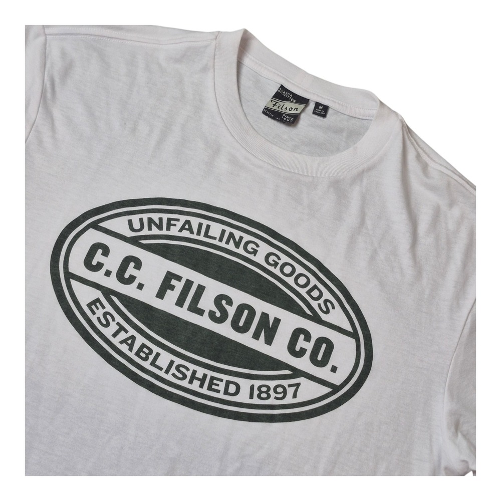 Filson‎ Mens Medium White Graphic Logo T Shirt Outdoor Hiking Heritage